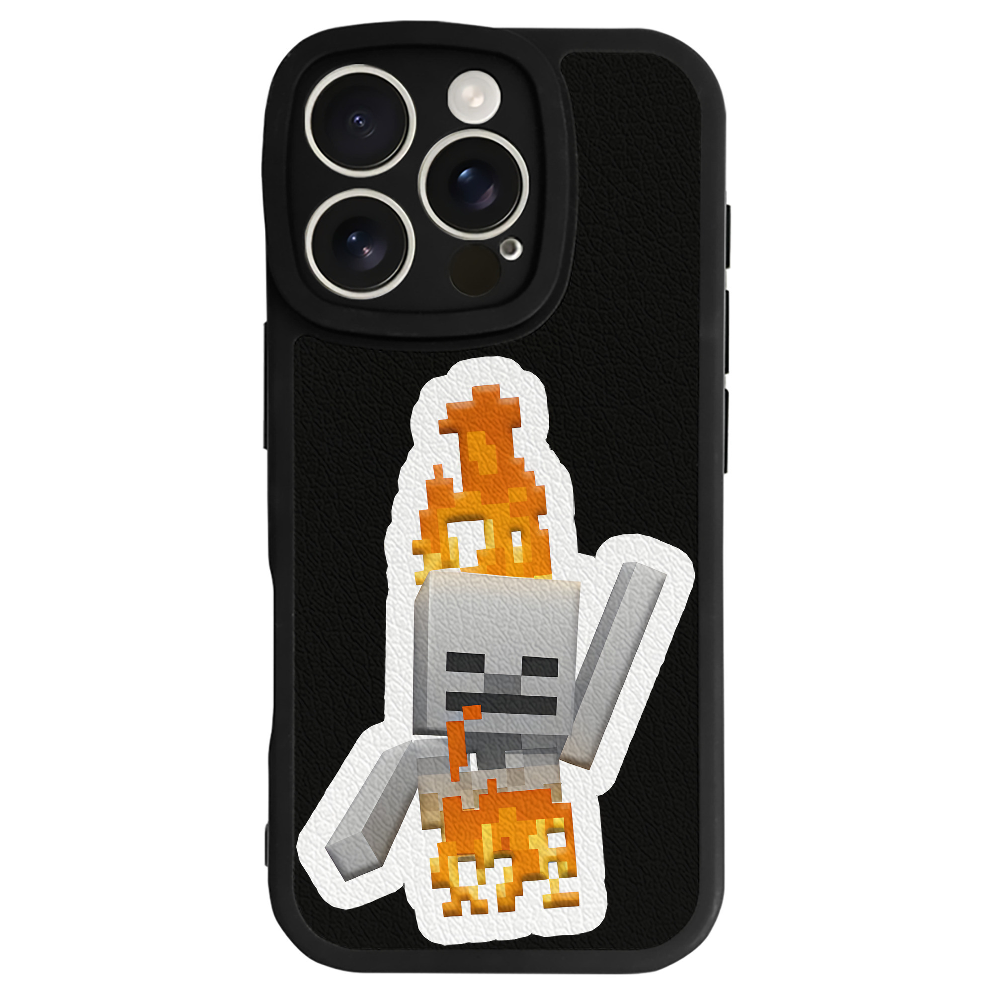 （画像用） マインクラフト ブロックの世界 Minecraft MC Block world 【iPhone 16シリーズ対応】シリコンスマホケース（レザー調） 材質：シリコン